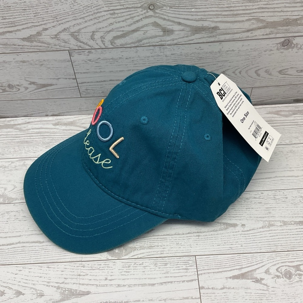 Time and Tru Women's Pool Please Teal Baseball Cap One Size Cotton - Picture 7 of 8